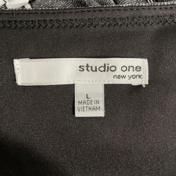 Studio One New York Women’s L Black White Floral Dress Liquid Knit Whimsigoth - Picture 3 of 11